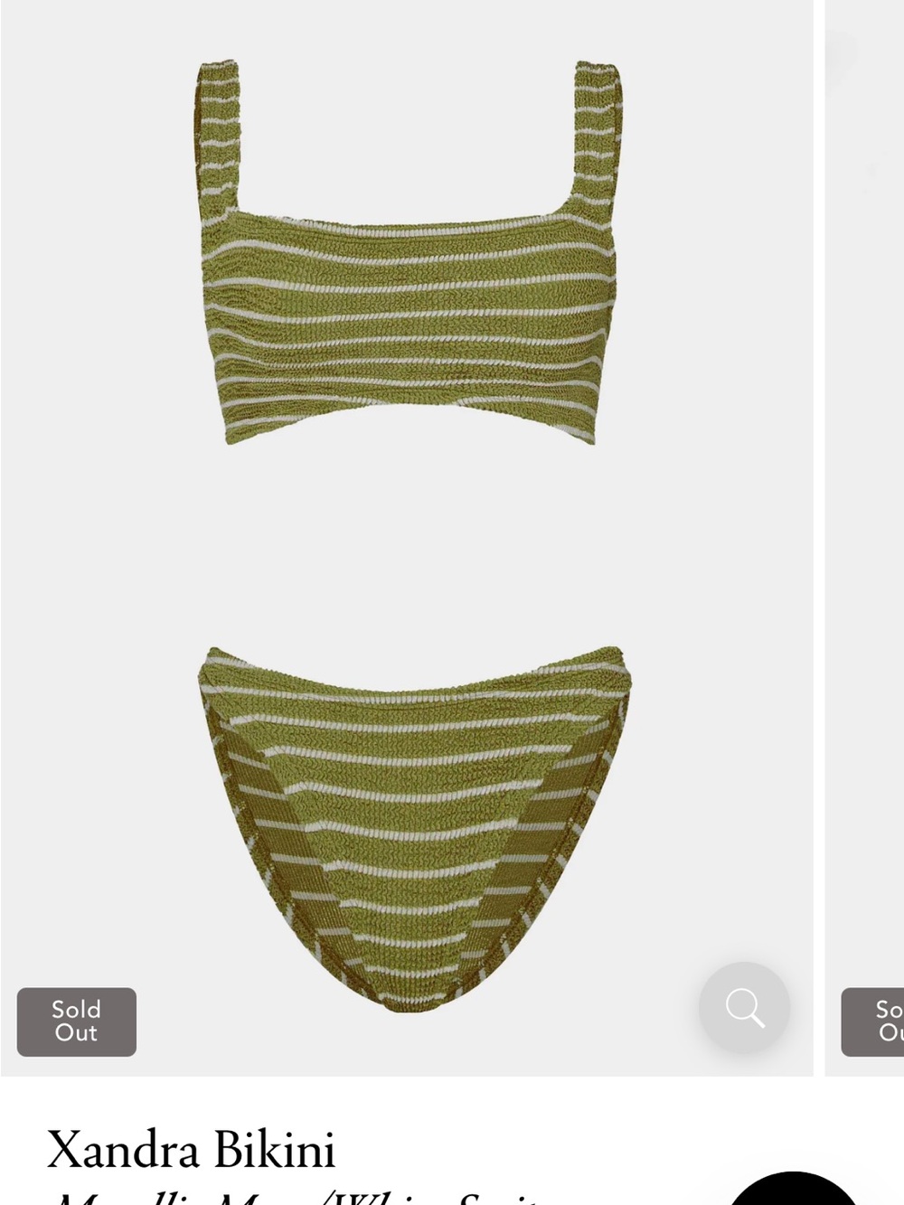 Hunza G Olive & White Striped Bikini